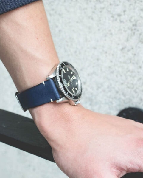 Bracelet Montre - Cuir de Veau Bleu