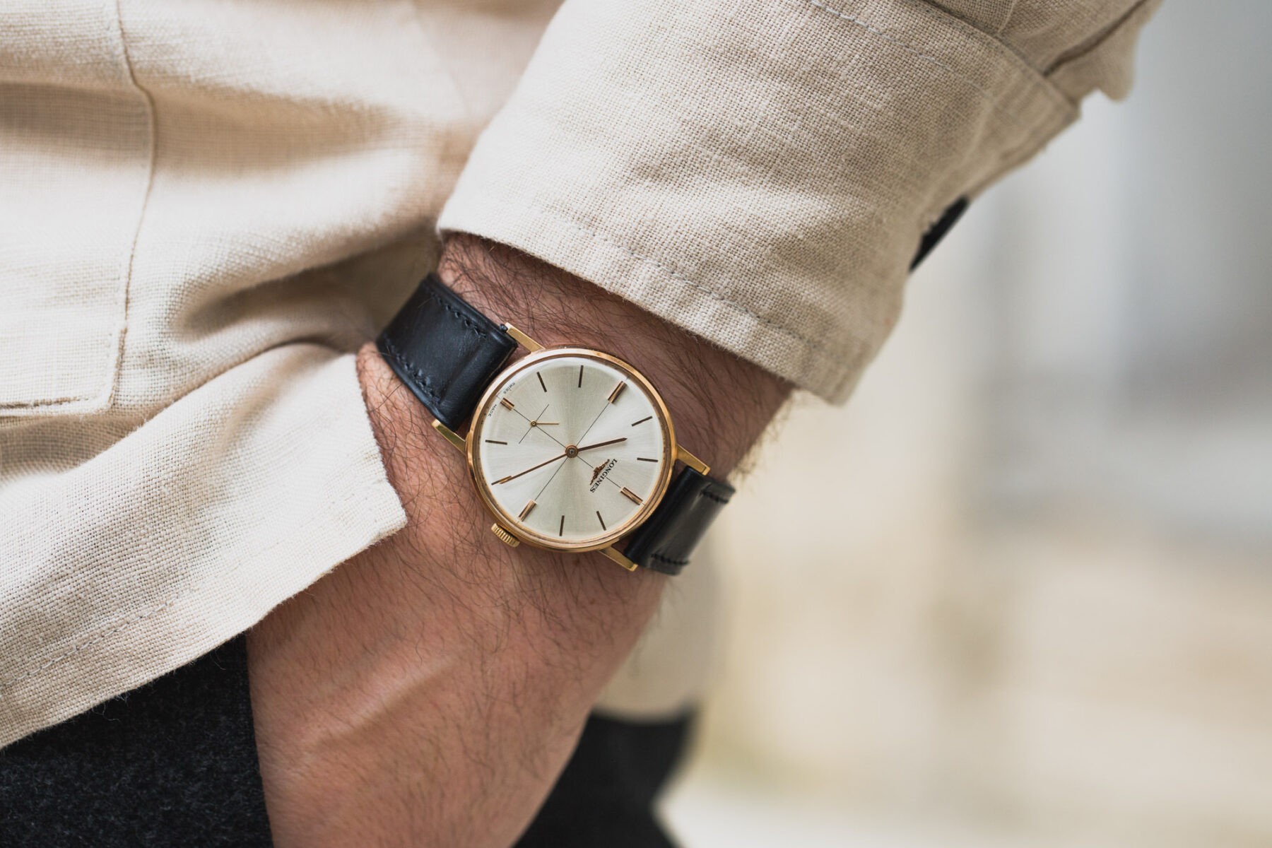 Bracelet de Montre Officer - Cuir de Veau noir brillant