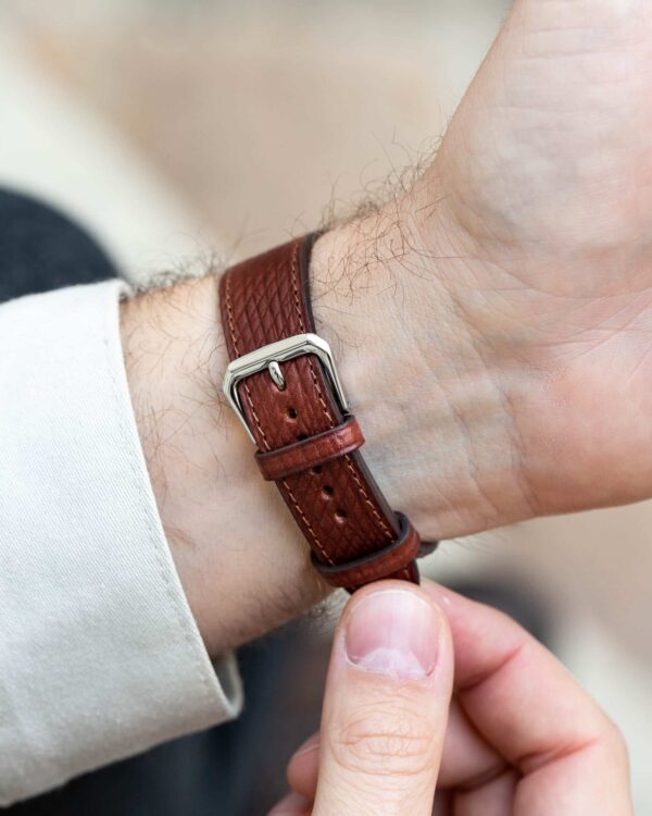 Bracelet de montre - Cuir de Russie Marron Bordeaux