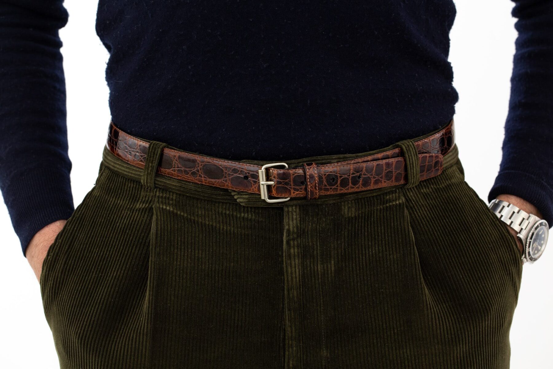 Ceinture Cuir Crocodile Marron