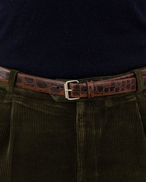 Ceinture Cuir Crocodile Marron