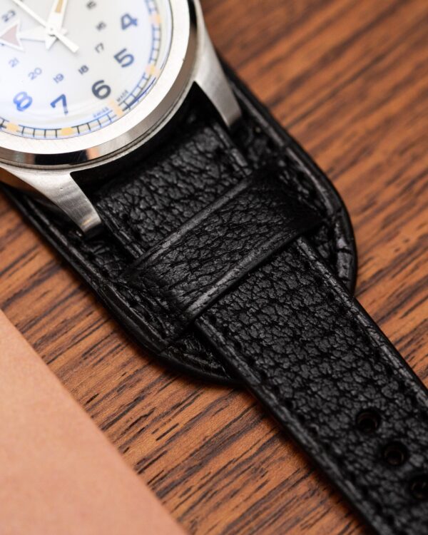 Bracelet de montre Bund en cuir pigskin noir