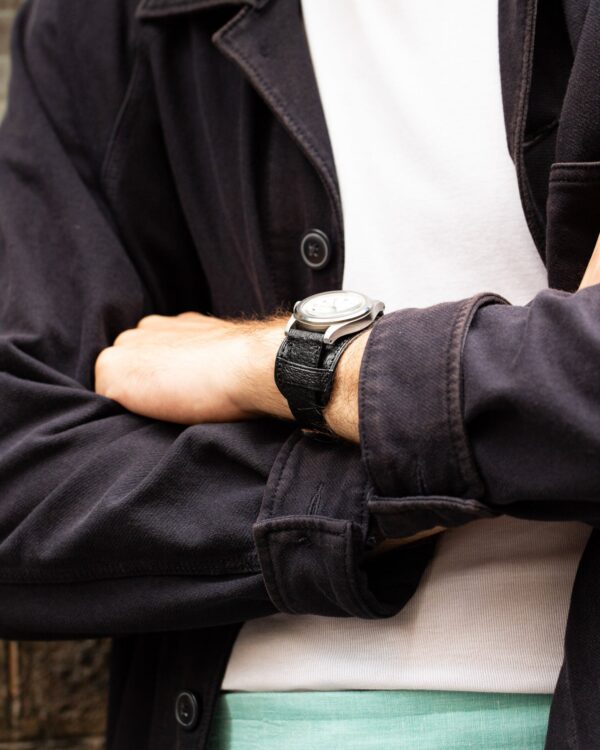 Bracelet de montre Bund en cuir pigskin noir