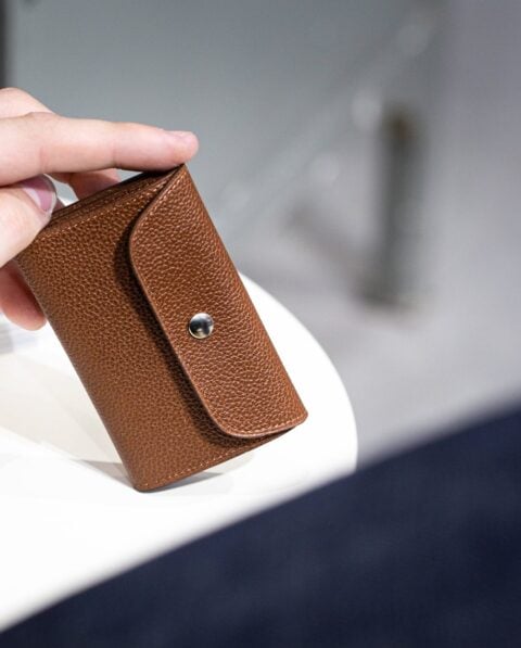 Porte-Cartes en Cuir Graine Marron