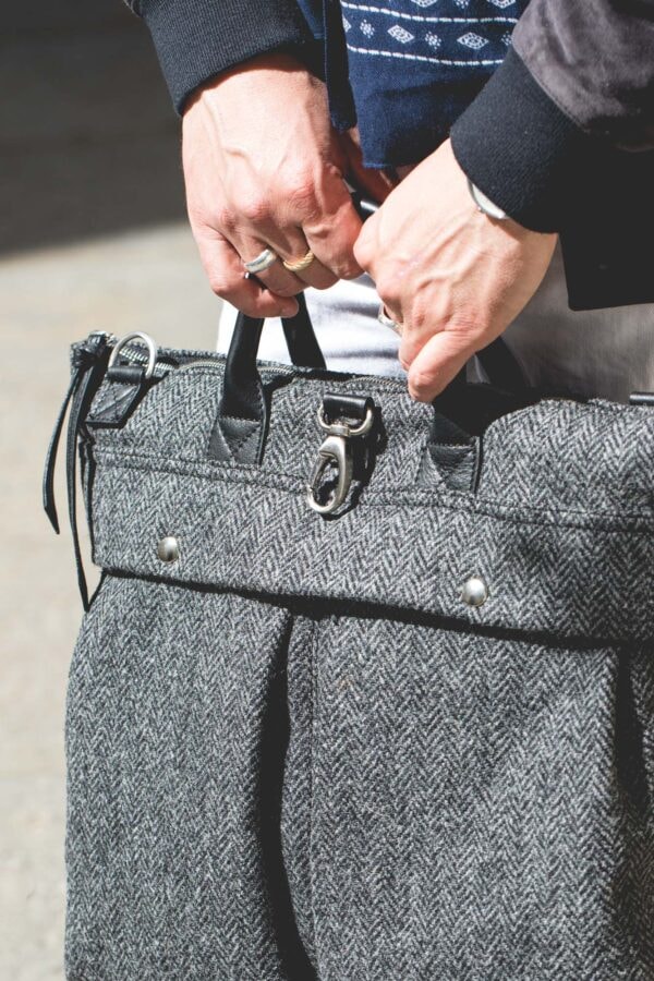 Sac Maverick Harris Tweed Grey Herringbone