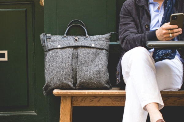 Sac Maverick Harris Tweed Grey Herringbone