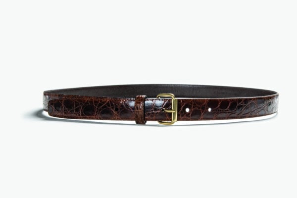 Ceinture Cuir Crocodile Marron