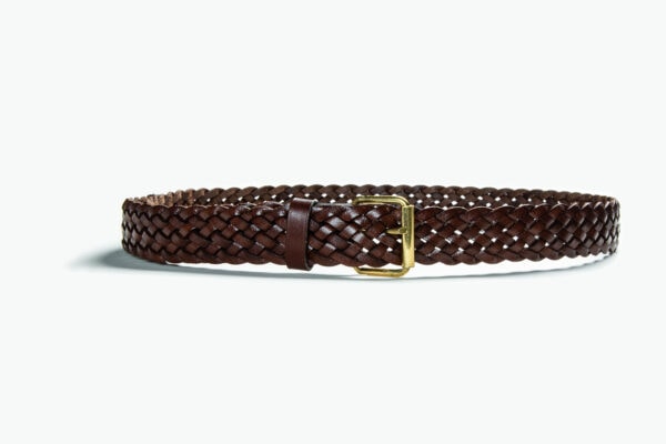 Ceinture Cuir Tressée Marron