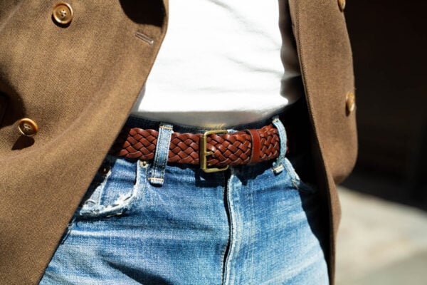 Ceinture Cuir Tressée Marron