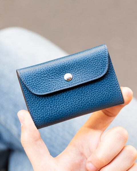 Porte-Cartes en Cuir Grainé - Bleu