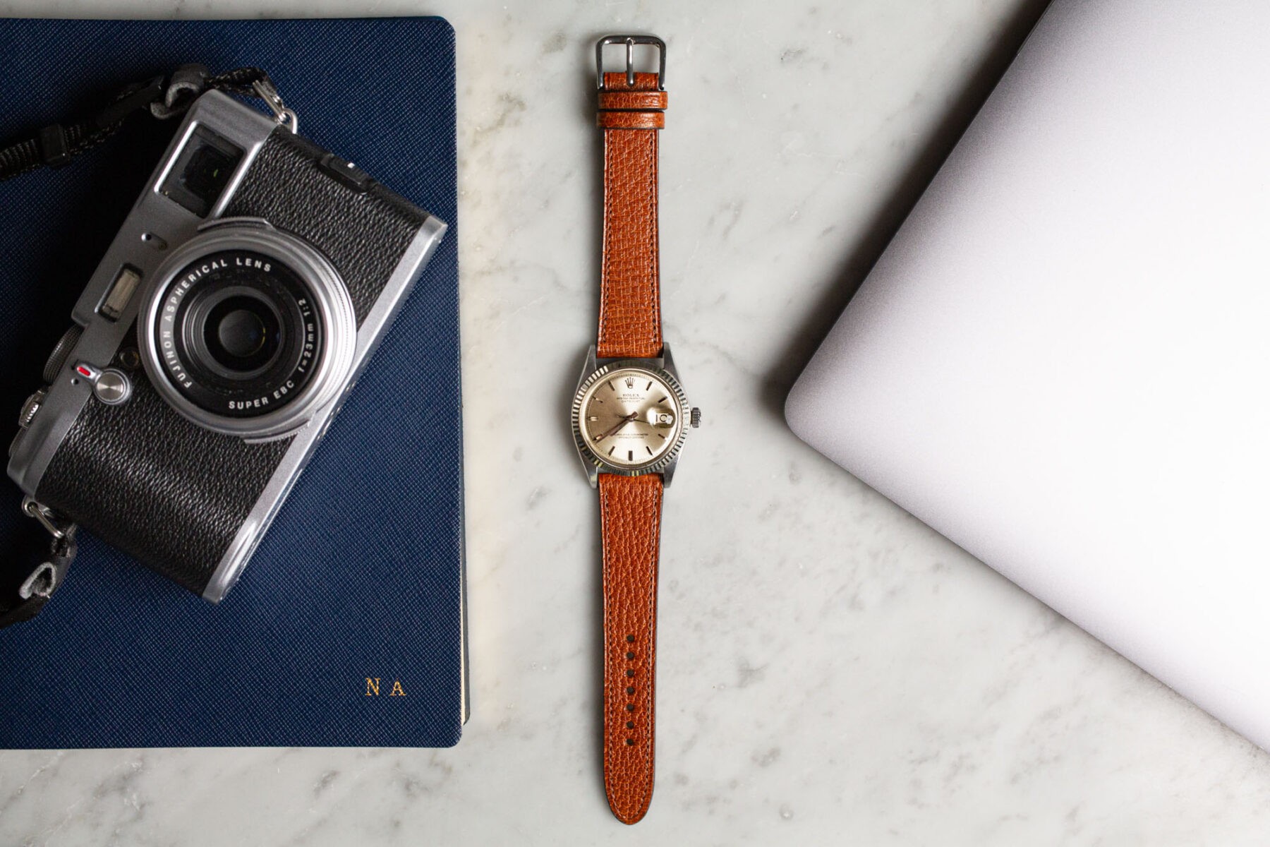 Bracelet de montre classique en cuir Pigskin Marron