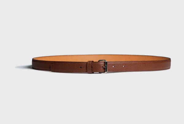 Ceinture cuir vachette grainée couleur cognac