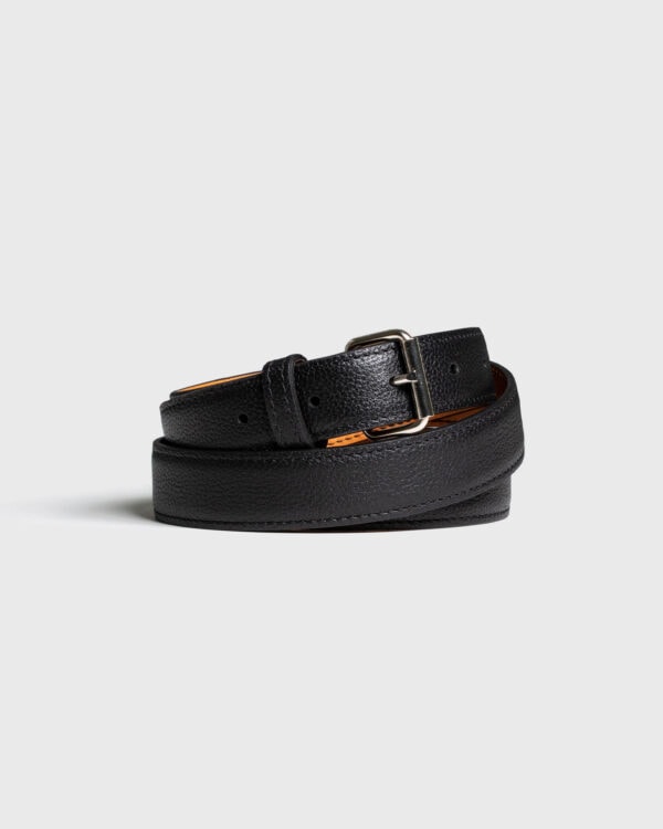 Ceinture cuir vachette grainée couleur noire