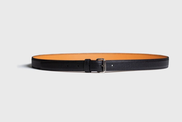 Ceinture cuir vachette grainée couleur noire