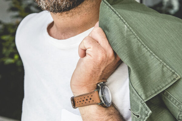 Bracelet de Montre type Rallye - Cuir de Veau marron