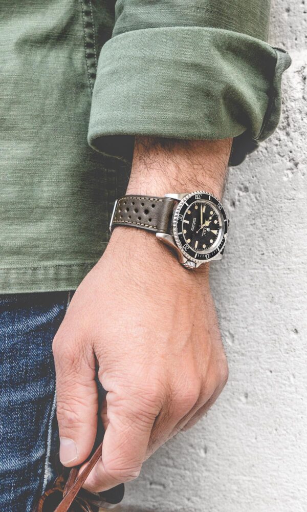 Bracelet Montre Rallye - Cuir de Veau Kaki