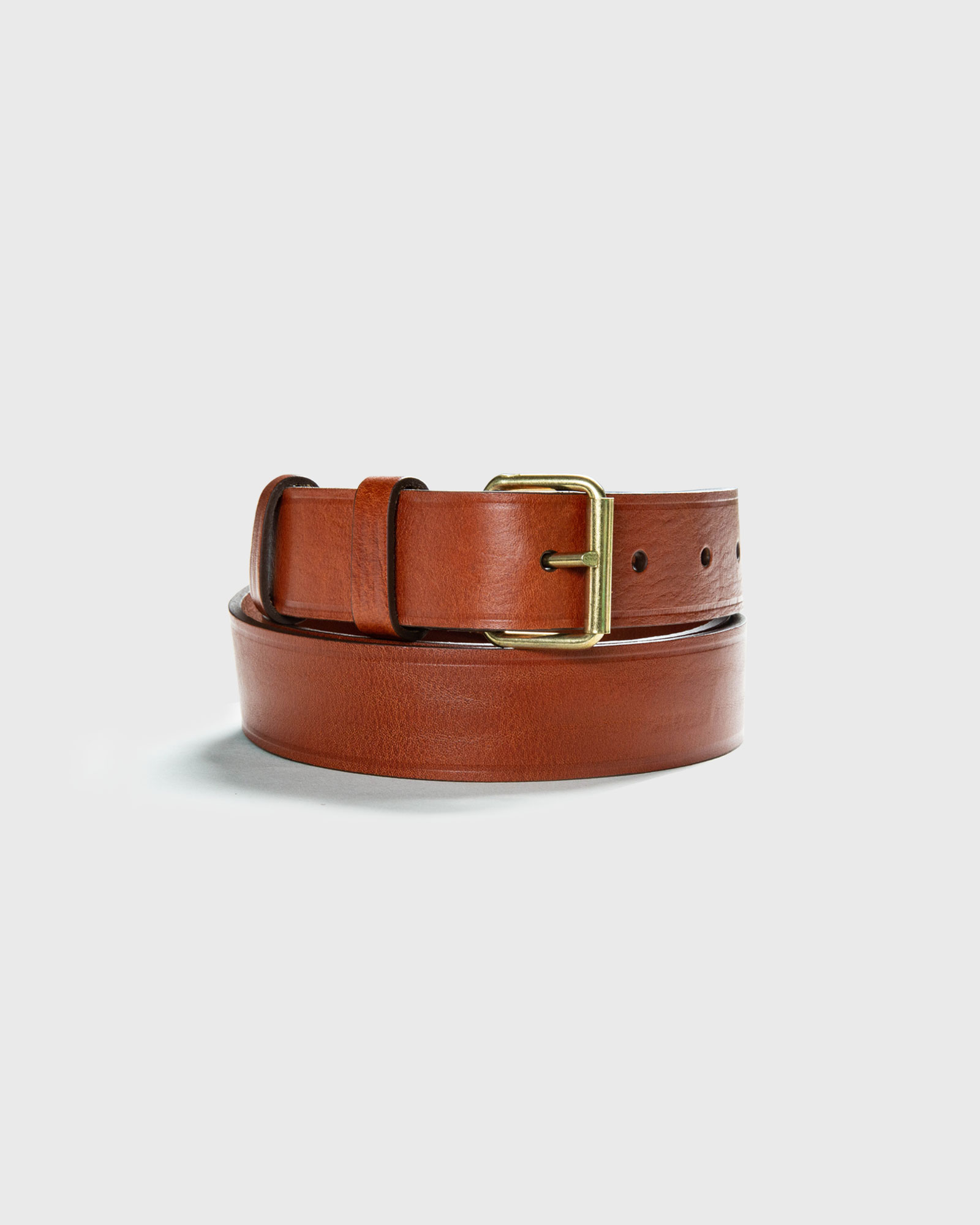 Italian Full Grain Leather authentic Belt, Brass Buckle