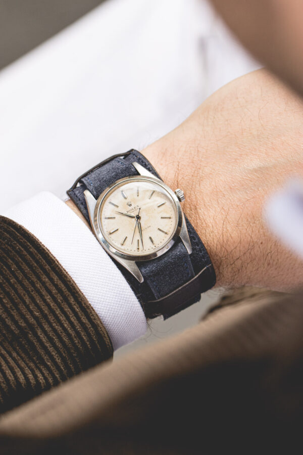 Bracelet montre Bund - Cuir velours bleu nuit