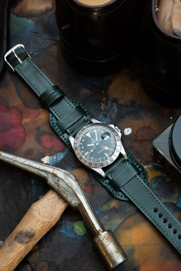 Bracelet Bund - Cuir Horween Shell Cordovan Vert