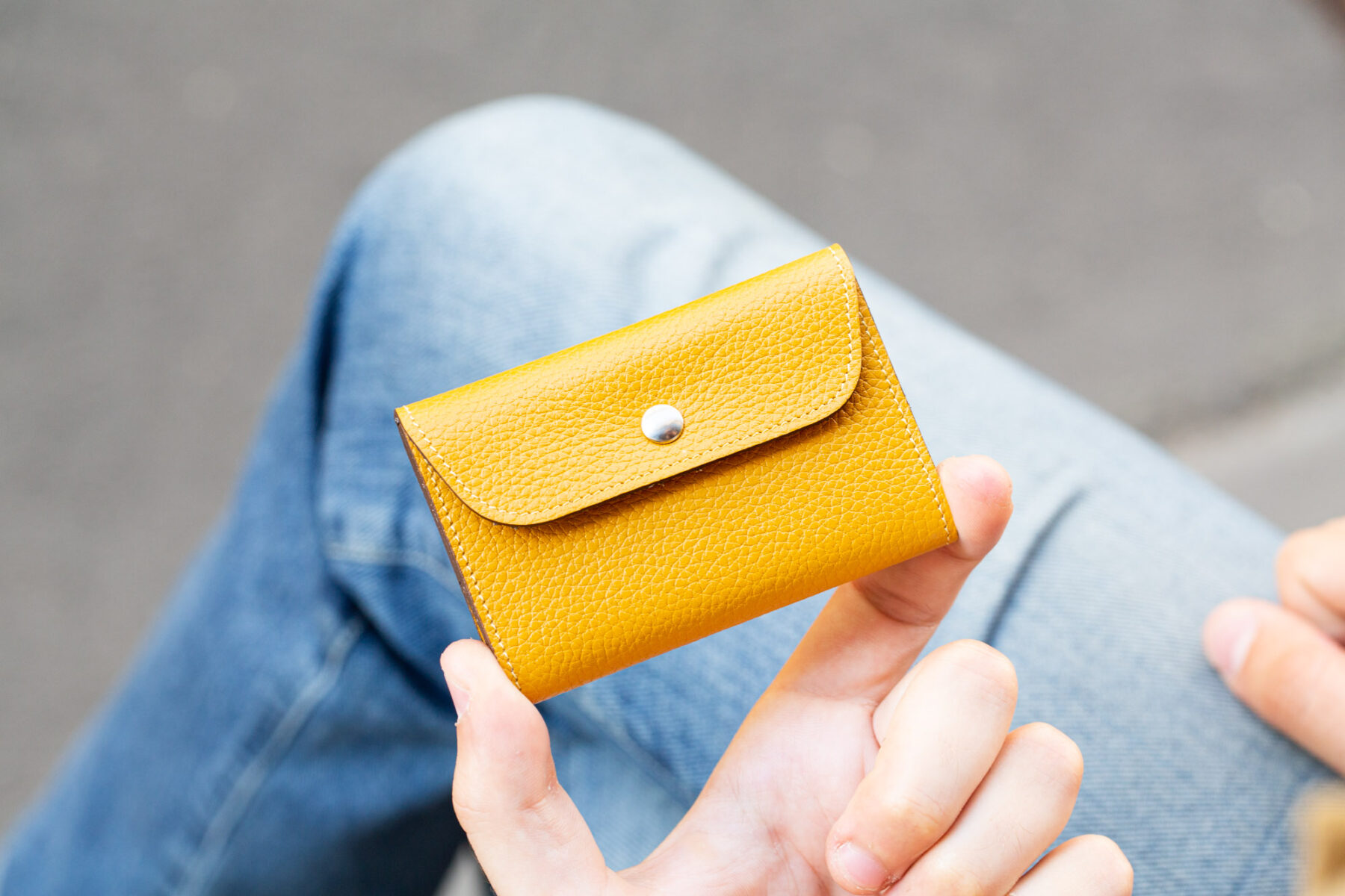 Card Holder - Yellow leather card holder