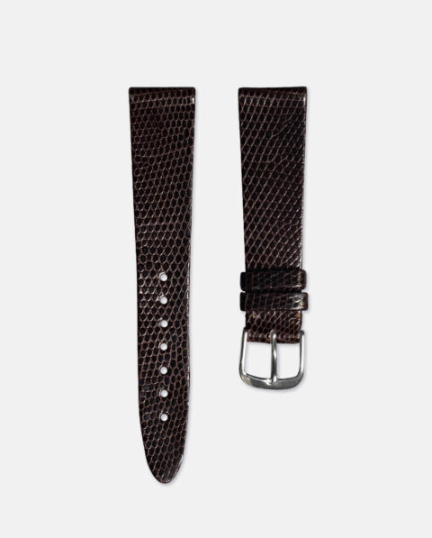 Black Lizard Leather Watch Strap - Handmade in France