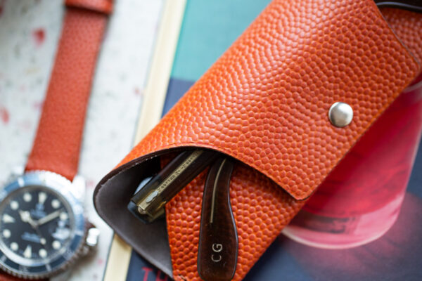 Etui à lunettes - Cuir Horween de ballon de basket orange marron