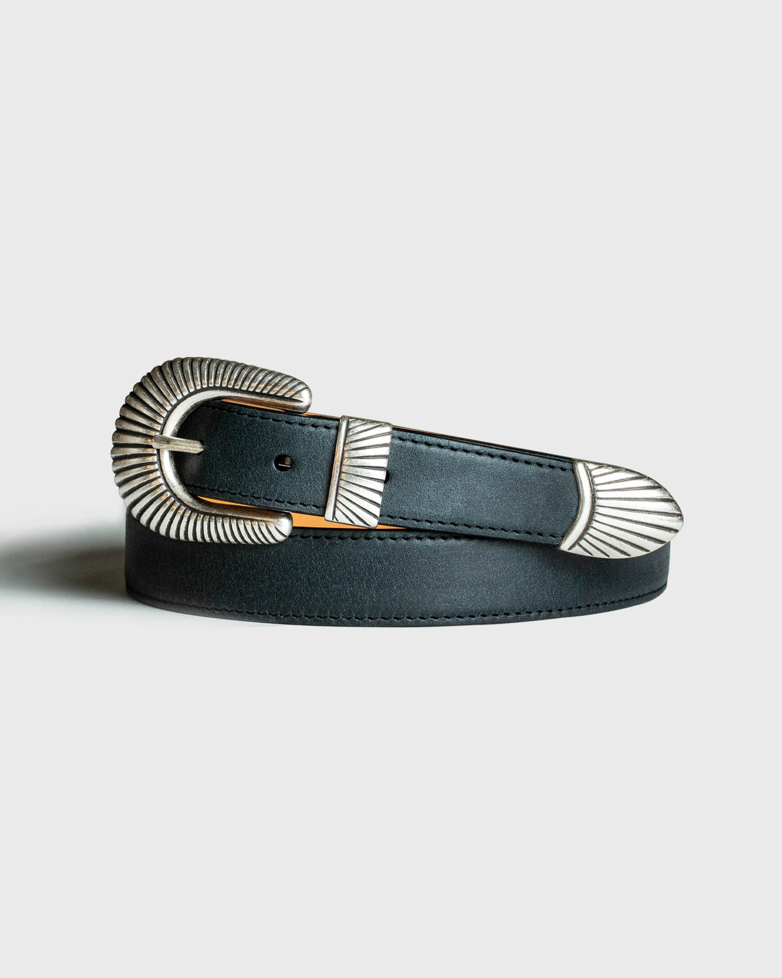 Western Cowboy Belt Italian Waxed Leather Made in France