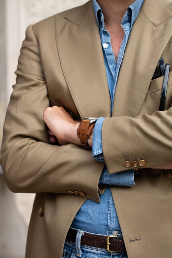 Bracelet Bund en cuir Horween Shell Cordovan - Marron