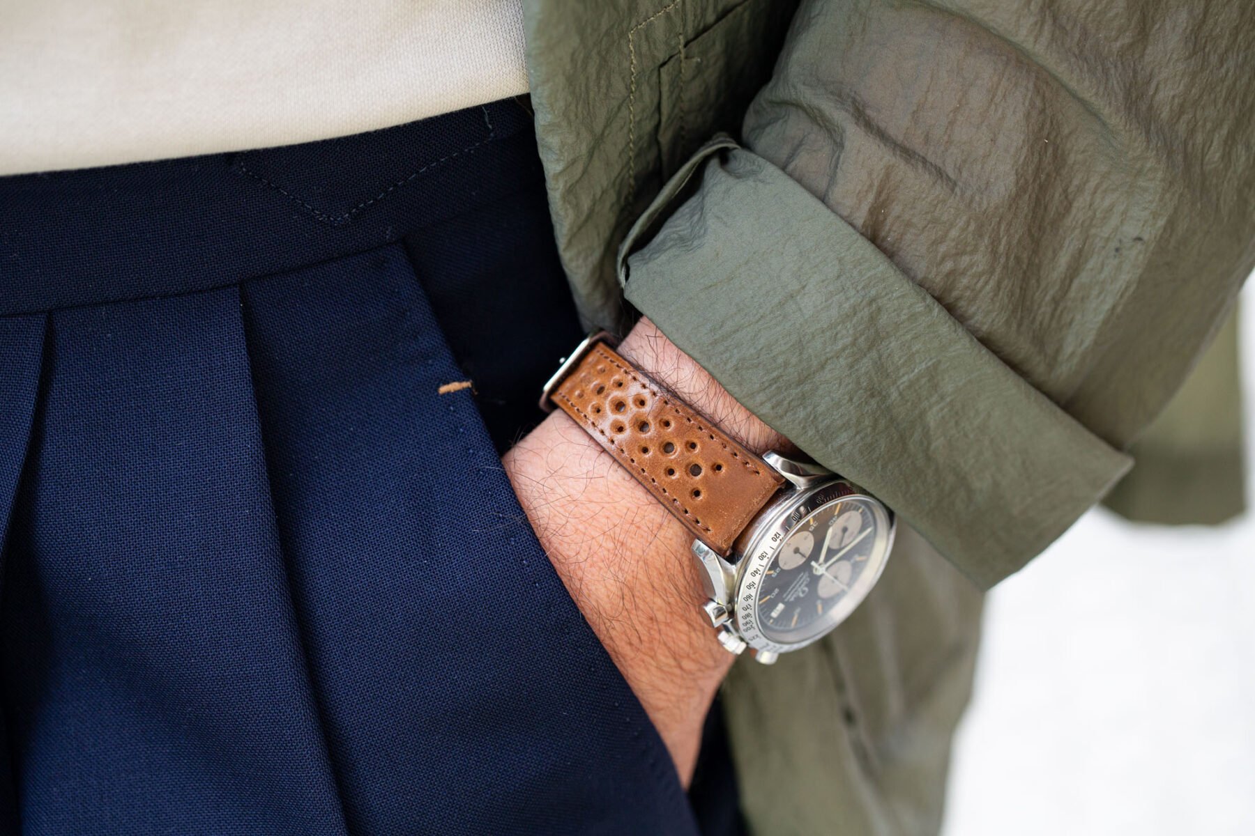 Bracelet rallye en cuir Horween Shell Cordovan - Marron